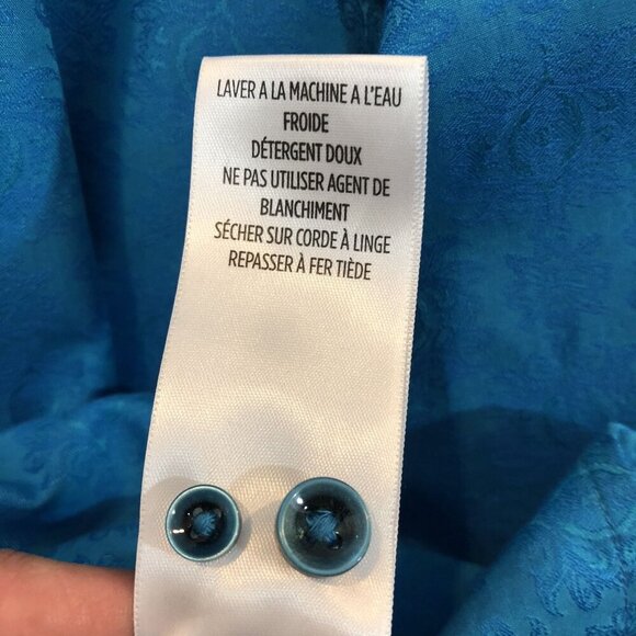 Robert Graham Mens 3XL Blue Jacquard Button-Up Shirt Contrast Flip Cuffs Collar - Picture 5 of 8